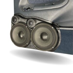 right ortho Speaker Upgrade for the Front Door of your 1995-1999 Chevrolet Tahoe, Suburban, Silverado; GMC Yukon, Sierra. Easy installation of a Dual 8" and Dual Tweeter for the most powerful car stereo possible.