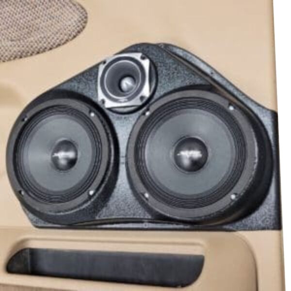 right ortho Speaker Upgrade for the Front Door of your 1994-2001 Dodge Ram. Easy installation of a Dual 6.5" Midrange and Single 3.5" Super Tweeter for the most powerful car stereo possible.