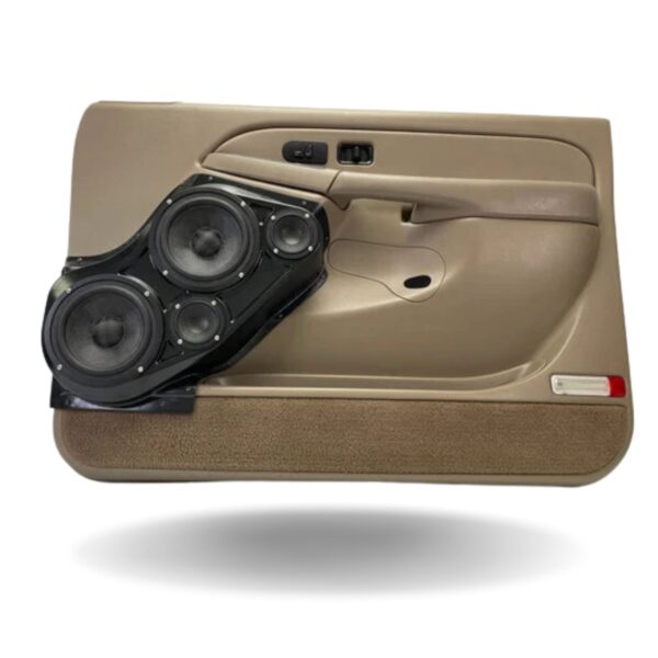 top center Speaker Upgrade for the Front Door of your 2000-2006 Chevrolet Tahoe, Suburban, Avalanche, Silverado. GMC Yukon, Sierra. Cadillac Escalade. Easy installation of a Dual 6.5" Midrange and Dual 3.5" Super Tweeter for the most powerful car stereo possible.