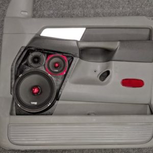 top center Speaker Upgrade for the Front Door of your 2006-2008 Dodge Ram. Easy installation of a 8", 4" and 3.5" Super Tweeter for the most powerful car stereo possible.