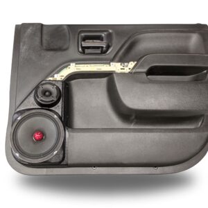 top center Speaker Upgrade for the Front Door of your 2014-2018 Chevrolet Silverado, GMC Sierra. Easy installation of a 8" and 3.5" Super Tweeter for the most powerful car stereo possible.