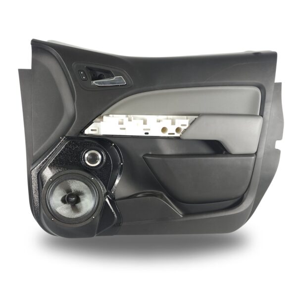 top center Speaker Upgrade for the Front Door of your 2015-2022 Chevrolet Colorado, GMC Canyon. Easy installation of a 8" Midrange and Tweeter for the most powerful car stereo possible.