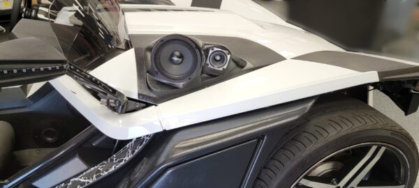 top center Speaker Upgrade for the Hood of your 2015-2021 Polaris Slingshot. Easy installation of a 6.5" and 3.5" Midrange or Tweeter for the most powerful car stereo possible.