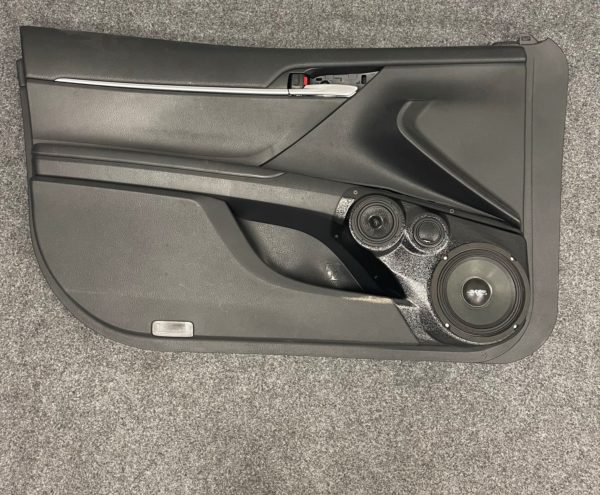 top center Speaker Upgrade for the Front Door of your 2018-2024 Toyota Camry. Easy installation of a 6.5" Three Way Speaker System for the most powerful car stereo possible.