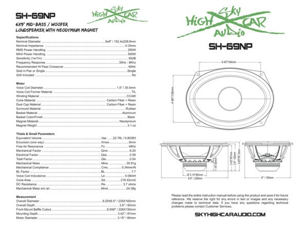 Sky High Car Audio 6x9" Neo Mid Woofer Pair - Image 11