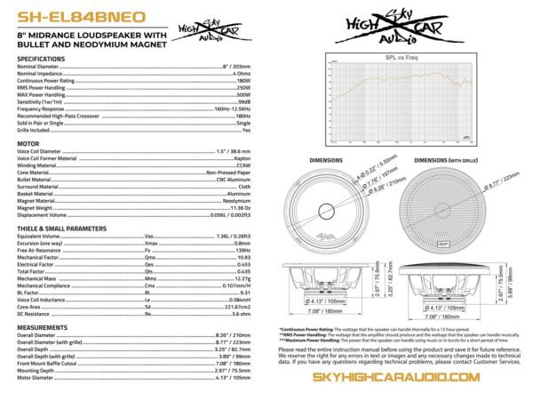 Sky High Car Audio SH-EL84BNEO 8" Neodymium Bullet Midrange Speaker - Image 6