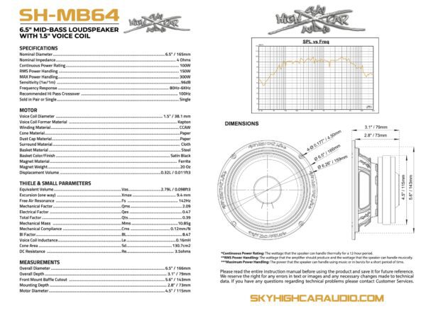 SHCA Pro Audio MB64 6.5" Mid-Bass Loudspeaker with 1.5" Voice Coil  () - Image 6