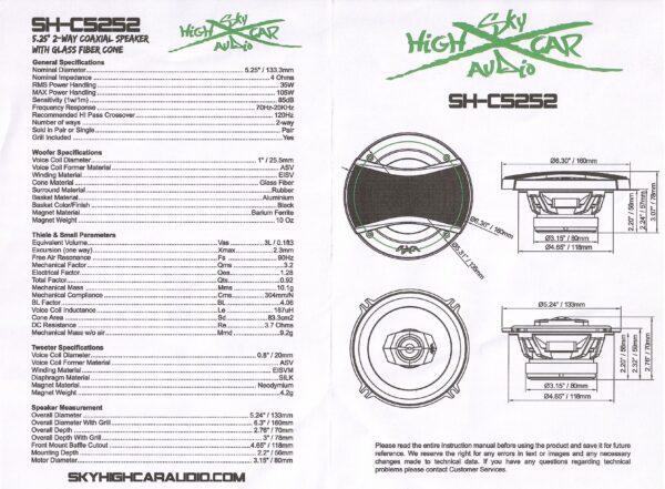 SHCA - C525 5.25" 2-way Coaxial Speakers (Pair) With Glass Fiber Cone - Image 9