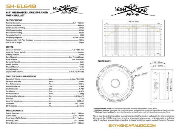 SHCA SH-EL64B 6.5" Midrange Speaker - 500 Watts 4 ohm - Image 6