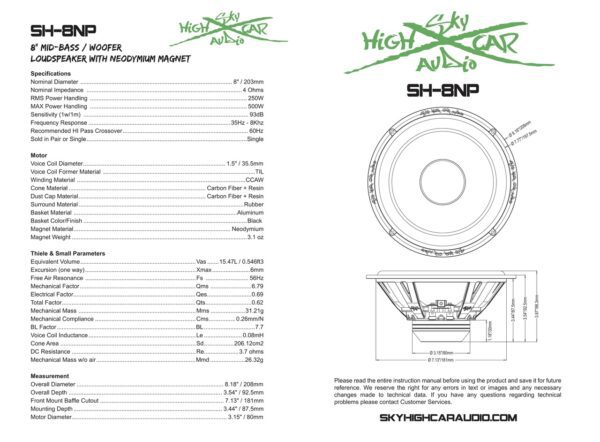 Sky High Car Audio 8" Neo Mid Woofer Pair - Image 12