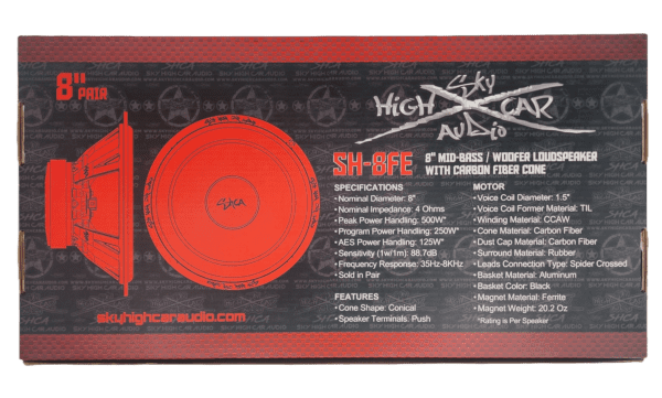 Sky High Car Audio SH-8FE 8" Mid Woofer Pair w/ Carbon Fiber Cone - Image 10