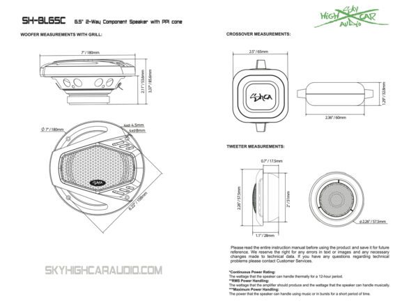 Sky High Car Audio SH-BL65C 6.5" 2-Way Component Set 3 Ohm - Image 10