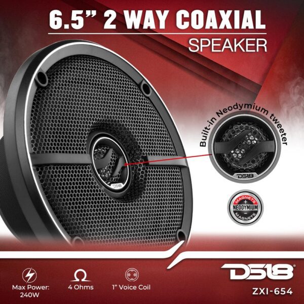 DS18 ZXI ELITE 6.5" 2-Way Coaxial Speakers with Kevlar Cone 180 Watts 4-Ohm - Image 2