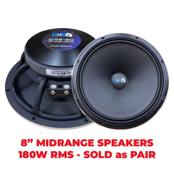 DOWN4SOUND PRO AUDIO D4S-80  8" MIDRANGE SPEAKER | 180W RMS | 4 OHM - PAIR
