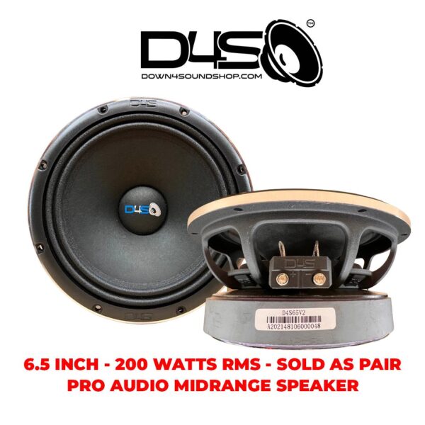 DOWN4SOUND PRO AUDIO 6.5" D4S-65 V2 Midrange | 200W RMS | 4 OHM - (PAIR)