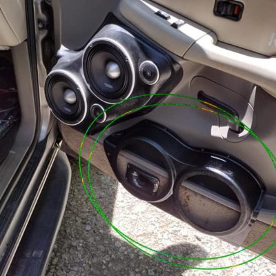 Front Door Custom Speaker Pods for the 2000-2006 Cadillac Escalade Chevrolet Avalanche Silverado Tahoe Suburban GMC Sierra Yukon to hold Dual 8.0 in  speakers for car audio installation upgrade