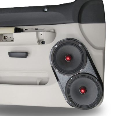 Front Door Custom Speaker Pods for the 2007-2009 Chevrolet Silverado GMC Sierra to hold Dual 8.0 in  speakers for car audio installation upgrade