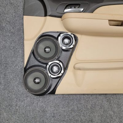 Front Door Custom Speaker Pods for the 2007-2009 Cadillac Escalade Chevrolet Avalanche Tahoe Silverado Suburban GMC Yukon Sierra to hold Dual 6.5 in and Dual 4.0 in  speakers for car audio installation upgrade