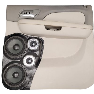 Rear Door Custom Speaker Pods for the 2007-2009 Cadillac Escalade Chevrolet Avalanche Tahoe Silverado Suburban GMC Yukon Sierra to hold Dual 6.5 in and Dual 3.5 in  speakers for car audio installation upgrade