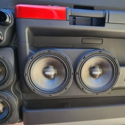 Front Door Custom Speaker Pods for the 2008-2009 Ford F-250F-350 to hold Dual 6.5 in speakers for car audio installation upgrade