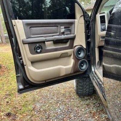 Front Door Custom Speaker Pods for the 2009-2018 Dodge Ram to hold Dual 6.5 in  speakers for car audio installation upgrade