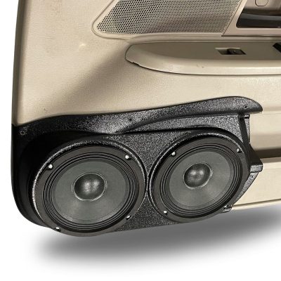 Front Door Custom Speaker Pods for the 2003-2008 Ford CrownVictoria Mercury GrandMarquis Marauder to hold Dual 6.5 in  speakers for car audio installation upgrade
