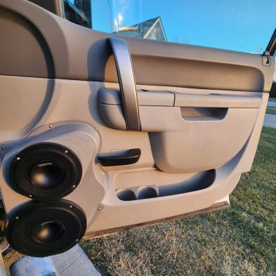 Front Door Custom Speaker Pods for the 2010-2013 Chevrolet Silverado GMC Sierra to hold Dual 6.5 in speakers for car audio installation upgrade