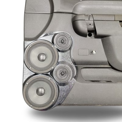 Front Door Custom Speaker Pods for the 2010-2013 Chevrolet Silverado GMC Sierra to hold Dual 6.5 in and Dual 3.5 in  speakers for car audio installation upgrade