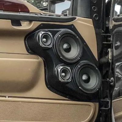 Front Door Custom Speaker Pods for the 1999-2007 Ford Excursion F-250F-350 to hold Dual 6.5 in and Dual 3.5 in speakers for car audio installation upgrade