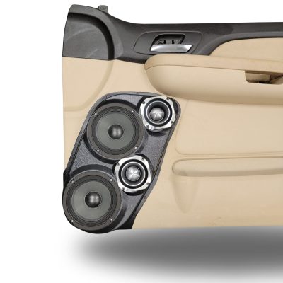 Front Door Custom Speaker Pods for the 2007-2009 Cadillac Escalade Chevrolet Avalanche Tahoe Silverado Suburban GMC Yukon Sierra to hold Dual 6.5 in and Dual 4.0 in  speakers for car audio installation upgrade
