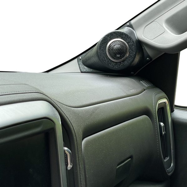 A-Pillar Custom Speaker Pods for the 2014-2018 Chevrolet Silverado GMC Sierra to hold 2.0 in  speakers for car audio installation upgrade