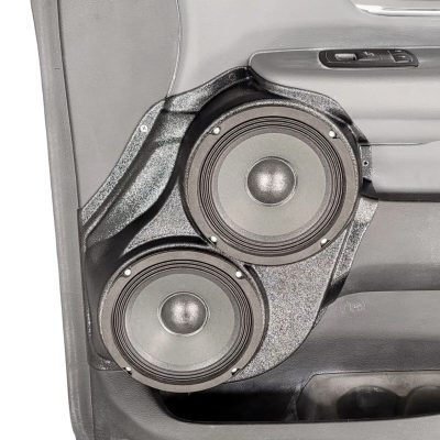 Front Door Custom Speaker Pods for the 2019-2025 Dodge Ram to hold Dual 6.5 in speakers for car audio installation upgrade