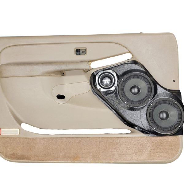 Front Door Custom Speaker Pods for the 2000-2006 Cadillac Escalade Chevrolet Avalanche Silverado Tahoe Suburban GMC Sierra Yukon to hold Dual 6.5 in and 4.0 in  speakers for car audio installation upgrade