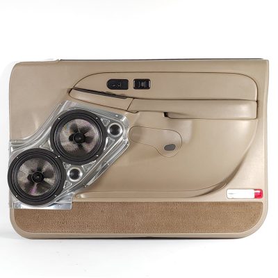 Front Door Custom Speaker Pods for the 2000-2006 Cadillac Escalade Chevrolet Avalanche Silverado Tahoe Suburban GMC Sierra Yukon to hold Dual 8.0 in and Dual 2.0 in  speakers for car audio installation upgrade