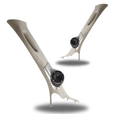 A-Pillar Custom Speaker Pods for the 2002-2005 Dodge Ram Ram to hold 3.5 in speakers for car audio installation upgrade