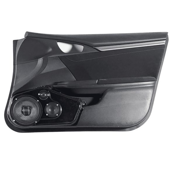 Front Door Custom Speaker Pods for the 2016-2020 Honda Civic to hold 6.5 in and 3.5 in and 2.0 in speakers for car audio installation upgrade