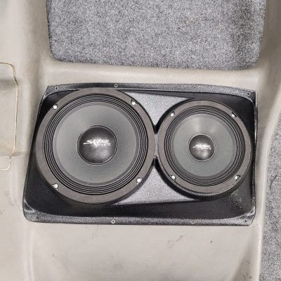 Rear Door Custom Speaker Pods for the 2000-2006 Chevrolet Silverado GMC Sierra to hold 8.0 in and 6.5 in speakers for car audio installation upgrade
