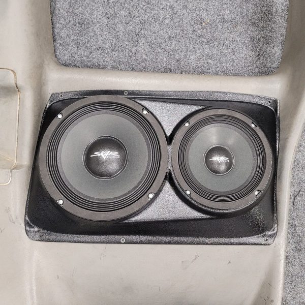 Rear Door Custom Speaker Pods for the 2000-2006 Chevrolet Silverado GMC Sierra to hold 8.0 in and 6.5 in speakers for car audio installation upgrade