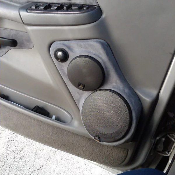 Front Door Custom Speaker Pods for the 2000-2006 Cadillac Escalade Chevrolet Avalanche Silverado Tahoe Suburban GMC Sierra Yukon to hold 6.5 in and 4.0 in and 2.0 in  speakers for car audio installation upgrade