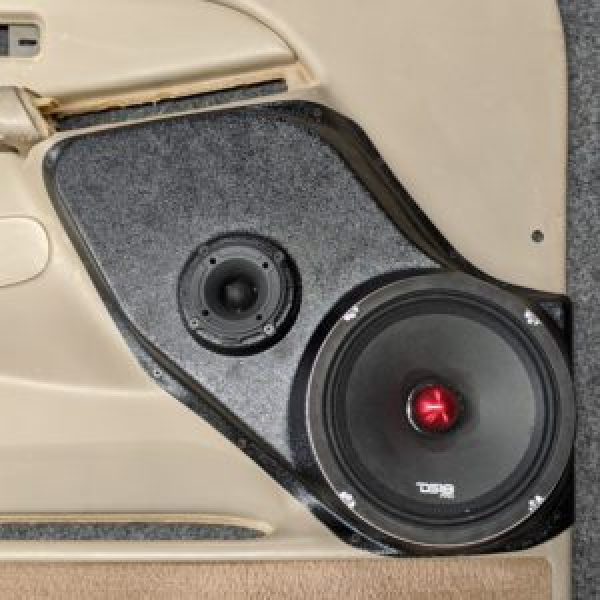 center ortho Speaker Upgrade for the Front Door of your 2000-2006 Chevrolet Tahoe, Suburban, Avalanche, Silverado. GMC Yukon, Sierra. Cadillac Escalade. Easy installation of a 8" and 3.5" Super Tweeter for the most powerful car stereo possible.