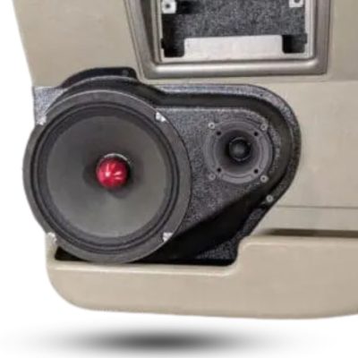 Rear Door Custom Speaker Pods for the 2003-2007 Hummer H2 to hold 8.0 in and 3.5 in speakers for car audio installation upgrade