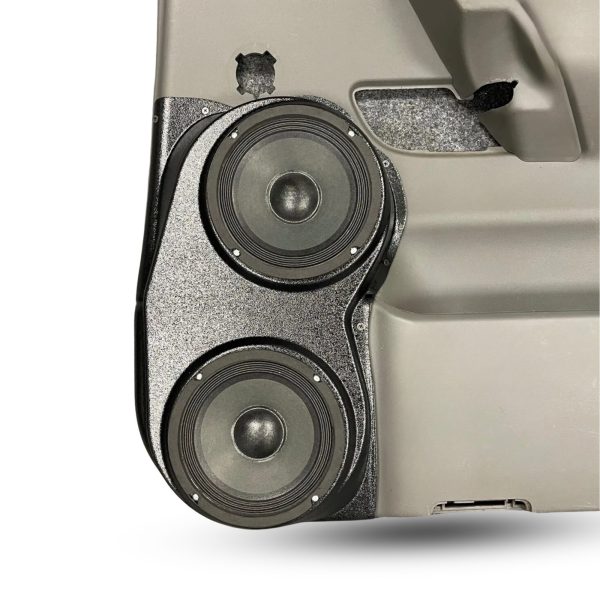 Rear Door Custom Speaker Pods for the 2004-2007 Infiniti QX56 Nissan Armada Titan to hold Dual 6.5 in speakers for car audio installation upgrade