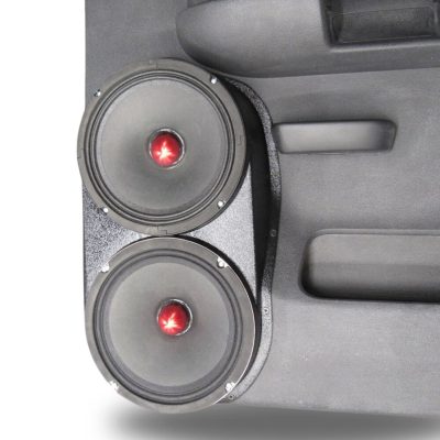 Rear Door Custom Speaker Pods for the 2007-2009 Chevrolet Silverado GMC Sierra to hold Dual 8.0 in speakers for car audio installation upgrade