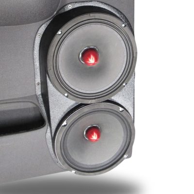 Rear Door Custom Speaker Pods for the 2007-2009 Chevrolet Silverado GMC Sierra to hold Dual 8.0 in speakers for car audio installation upgrade