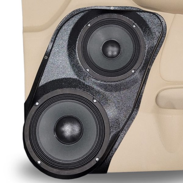 center ortho Speaker Upgrade for the Front Door of your 2007-2009 Chevrolet Tahoe, Suburban, Avalanche, Silverado. GMC Yukon, Sierra. Cadillac Escalade. Easy installation of a 8" and 6.5" Midrange for the most powerful car stereo possible.