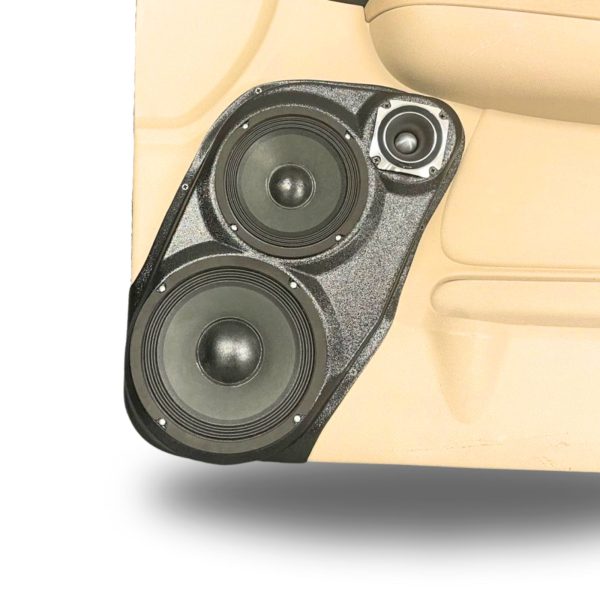 Front Door Custom Speaker Pods for the 2007-2009 Cadillac Escalade Chevrolet Avalanche Tahoe Silverado Suburban GMC Yukon Sierra to hold 8.0 in and 6.5 in and 3.5 in  speakers for car audio installation upgrade