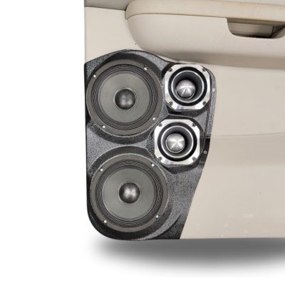 Rear Door Custom Speaker Pods for the 2007-2009 Cadillac Escalade Chevrolet Avalanche Tahoe Silverado Suburban GMC Yukon Sierra to hold Dual 6.5 in and Dual 4.0 in  speakers for car audio installation upgrade