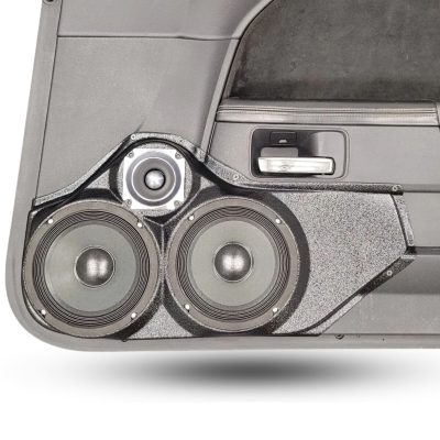 Front Door Custom Speaker Pods for the 2008-2014 Dodge Challenger to hold Dual 6.5 in and 3.5 in  speakers for car audio installation upgrade