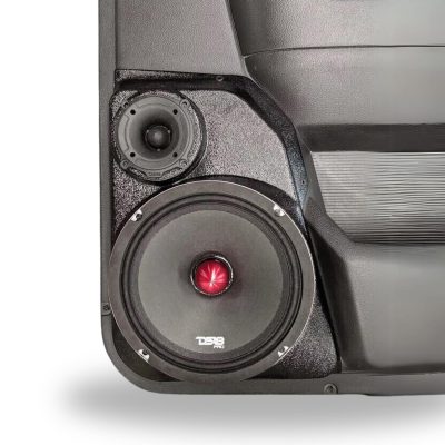 Rear Door Custom Speaker Pods for the 2009-2018 Dodge Ram to hold 8.0 in and 3.5 in speakers for car audio installation upgrade