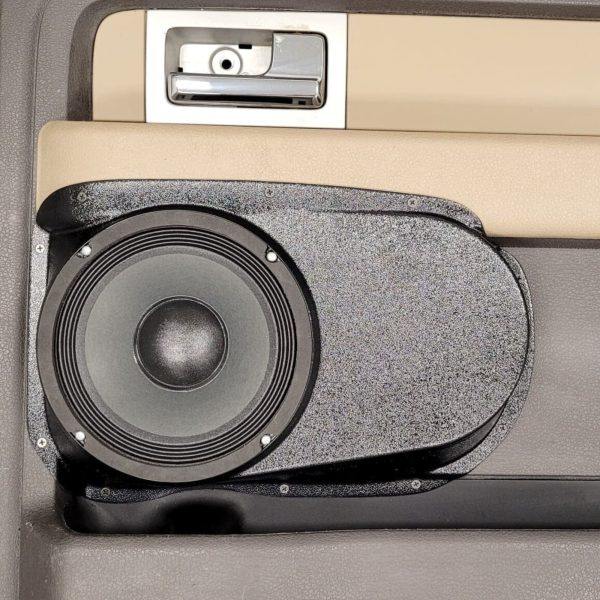 center ortho Speaker Upgrade for the Rear Door of your 2009-2014 Ford F150. Easy installation of a Single 8" Midrange for the most powerful car stereo possible.